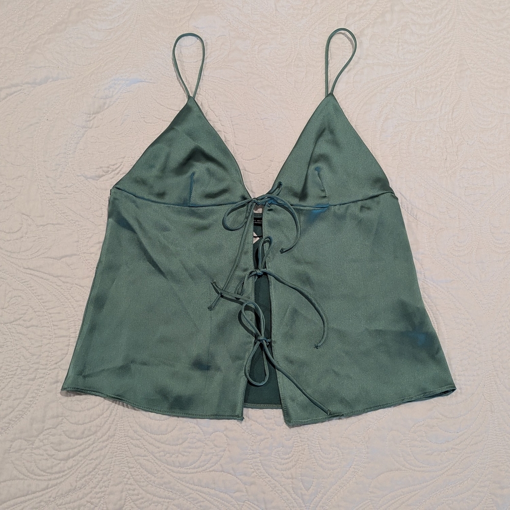 Zara Green Tie Front Backless Camisole
